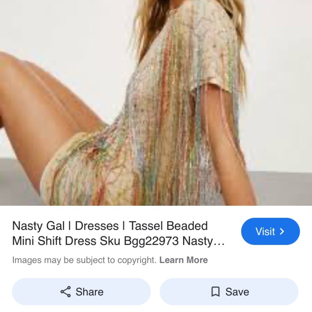NWT Nasty Gal Multi-Color Beaded Fringe Mini Dress - Picture 3 of 9